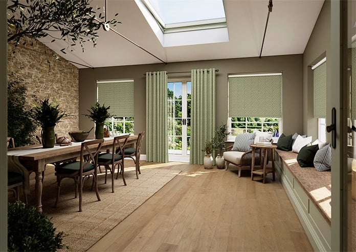 Land & Shore Dawn (Blackout), Green - Twist&Fit Roller Blind - Image 7